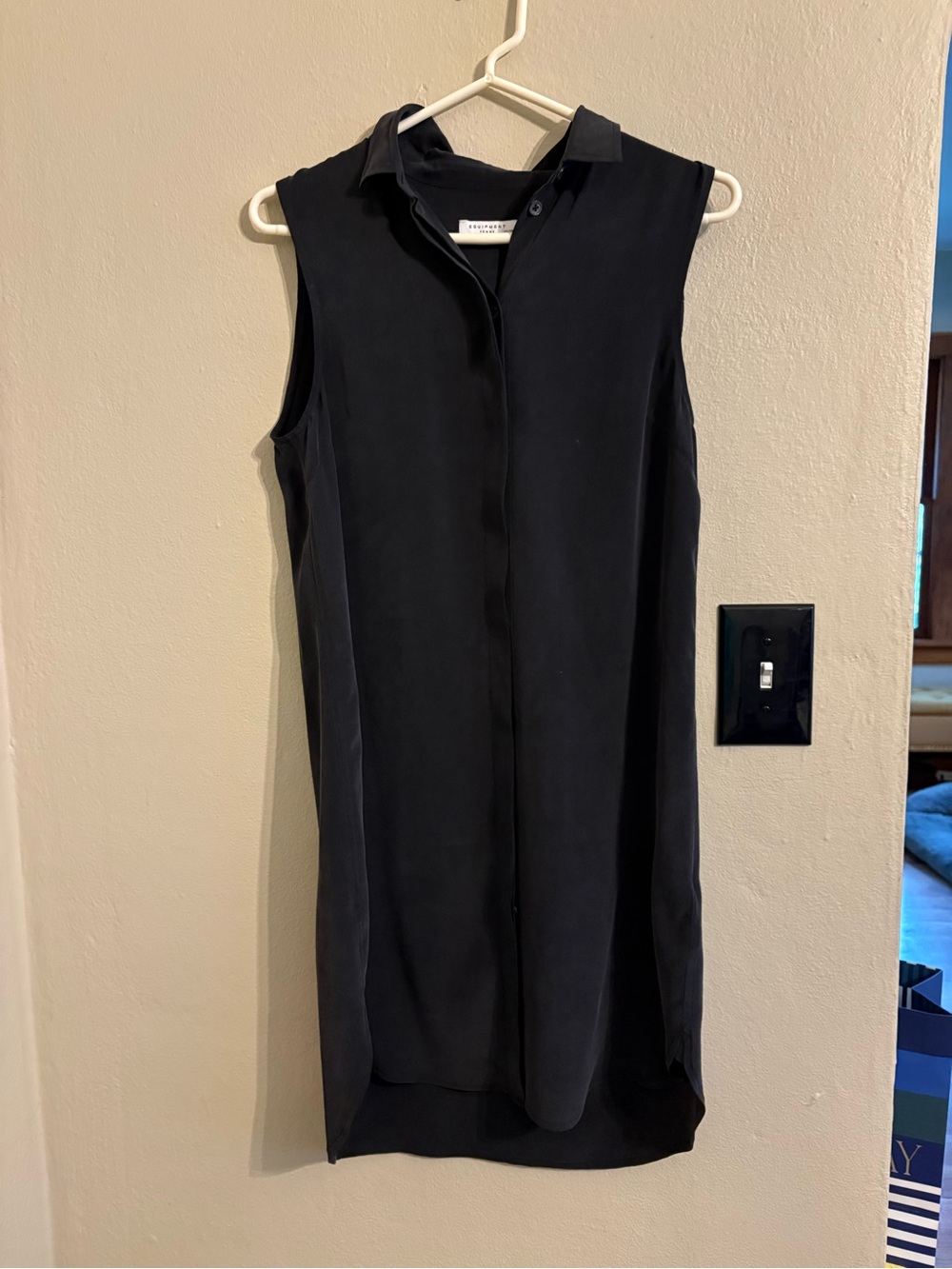 Equipment Black Sleeveless Shirt Dress